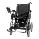 Merits Travel-Ease folding power wheelchair, three-quarter view facing left