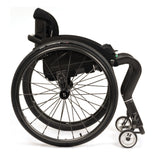 TiLite CR1 from the right side, showing the custom-profiled carbon fiber side guard and the MBL Gazelle tire