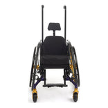 TiLite Pilot from the front, showing the seat, back and footrest