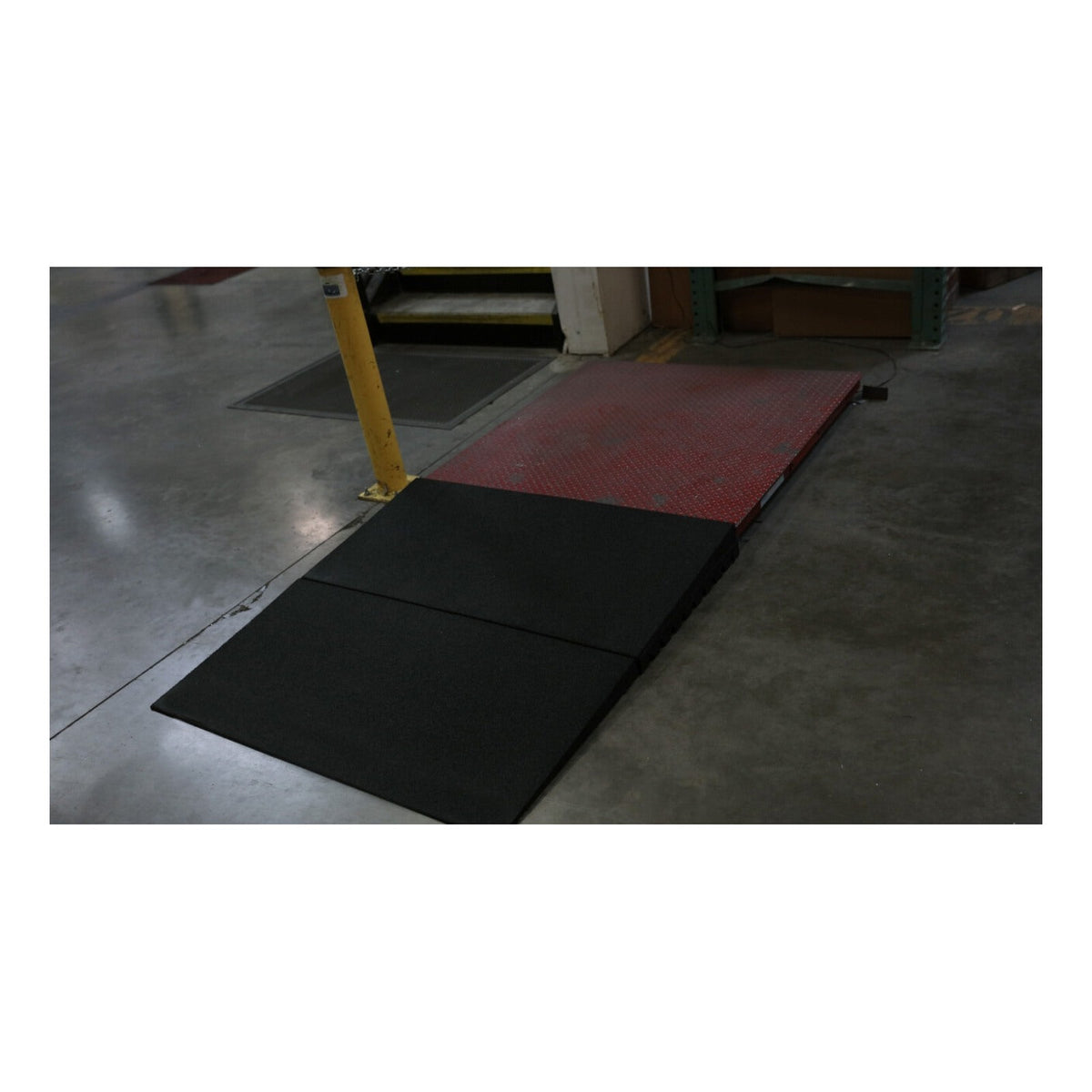 Two EZ-ACCESS TRANSITIONS Modular Entry Mats side by side at a raised landing