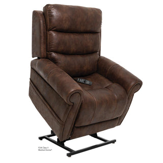 Pride VivaLift Tranquil 2 PLR-935 lift chair in Astro Brown, lifted position