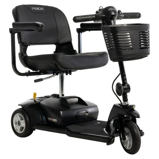 Pride Go Go Ultra X 3-Wheel mobility scooter in Black, right three-quarter view