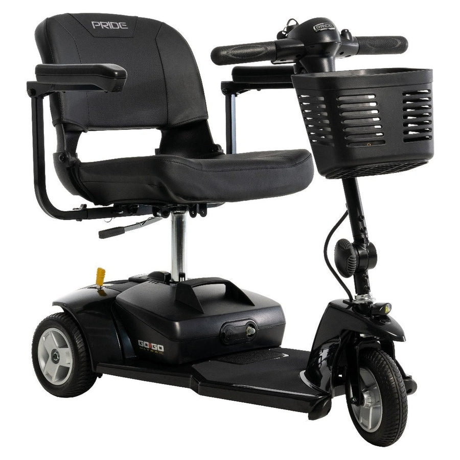 Pride Go Go Ultra X 3-Wheel mobility scooter in Black, right three-quarter view