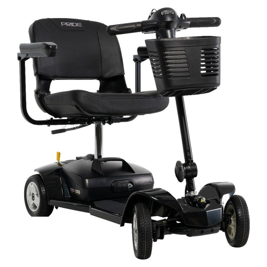 Pride Go Go Ultra X 4-Wheel mobility scooter in Black, right three-quarter view