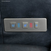 Heat and massage controls on the Pride VivaLift Ultra PLR-4955 in Capriccio Slate