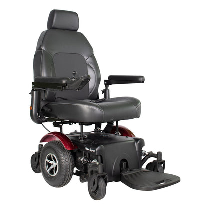 Merits Vision Sport power wheelchair in Red, three-quarter view facing right