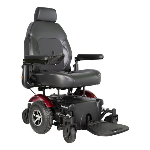 Merits Vision Super power wheelchair in Red, three-quarter view facing right