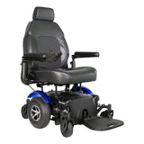 Merits Vision Sport power wheelchair in Blue, three-quarter view facing right