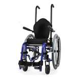 Zippie GS in blue with a back and seat cushion, front view