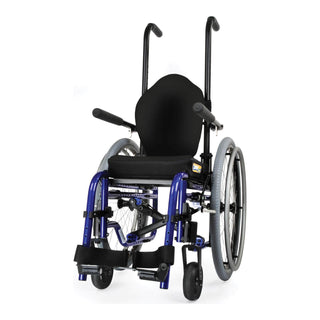 Zippie GS in blue with a back and seat cushion, front view
