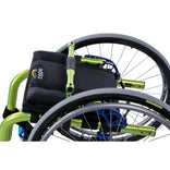 Zippie Zone backrest and rear wheel detail