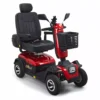 Golden Eagle Mobility Scooter in crimson red with large tires and a high-back Captain's seat, designed for outdoor use.