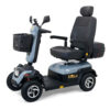 Golden Eagle Mobility Scooter in crimson red with large tires and a high-back Captain's seat, designed for outdoor use.