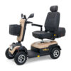 Golden Eagle Mobility Scooter in crimson red with large tires and a high-back Captain's seat, designed for outdoor use.
