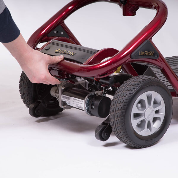 LiteRider 3-Wheel mobility scooter with a padded seat, large front basket, and three sturdy wheels, designed for easy indoor and outdoor use.
