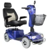 Pioneer 4 Power Scooter with large pneumatic tires, high-back captain’s seat, and adjustable tiller designed for all-terrain outdoor mobility.