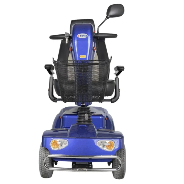 Pioneer 4 Power Scooter with large pneumatic tires, high-back captain’s seat, and adjustable tiller designed for all-terrain outdoor mobility.
