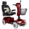 Pioneer 4 Power Scooter with large pneumatic tires, high-back captain’s seat, and adjustable tiller designed for all-terrain outdoor mobility.