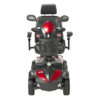 Ventura DLX 4-Wheel Scooter in red, adjustable captain’s seat, and large flat-free tires for indoor and outdoor use.