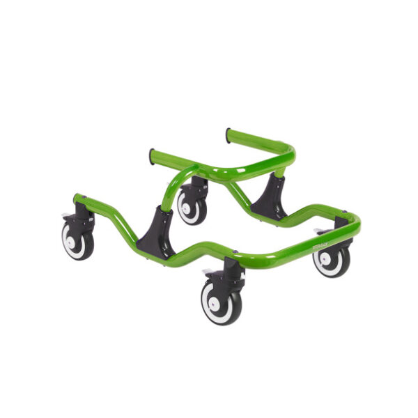 Drive Medical Moxie GT Gait Trainer with adjustable height, aluminum frame, and padded forearm supports.