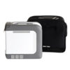 iGO2 Portable Oxygen Concentrator (Model 125D) featuring a compact design, SmartDose technology, Bluetooth connectivity, and a protective rugged overmold. Weighs less than 5 lbs.