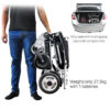 Foldawheel PW-1000XL 9 Foldawheel PW-1000XL power wheelchair folded, showing its lightweight and portable design, perfect for daily use and long trips.