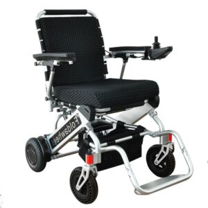Foldawheel PW-999UL power chair folded, showing its lightweight and portable design, ideal for travel and everyday use.