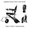 Foldawheel PW-999UL power chair folded, showing its lightweight and portable design, ideal for travel and everyday use.