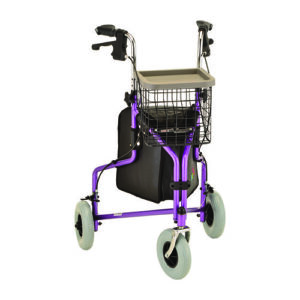 Nova Traveler 3-Wheel Walker with 8-inch wheels, adjustable handles, and built-in storage, designed for lightweight and agile indoor and outdoor mobility.