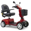 Cpmanion 4-wheel full size – GC440 Red_BACK LIGHTS – GC440 Red_LEFT TURN Companion 4-Wheel scooter in red, full-sized padded seat, large tires, designed for both indoor and outdoor use.