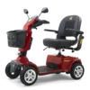 Cpmanion 4-wheel full size – GC440 Red_BACK LIGHTS – GC440 Red_RIGHT TURN Companion 4-Wheel scooter in red, full-sized padded seat, large tires, designed for both indoor and outdoor use.