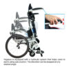 Pegasus Standing Wheelchair 3 Pegasus Semi-Power Standing Wheelchair folded, showing lightweight frame and power-assisted joystick controls.