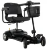 Go-Go Ultra X 4-Wheel Mobility Scooter in black, featuring a compact foldable seat, solid tires, and a lightweight, travel-friendly design.
