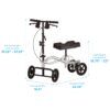 WEB_TKW-12-specs.jpg Nova TKW-12 Steerable Knee Walker with 8" all-terrain wheels, adjustable knee platform, and foldable frame.