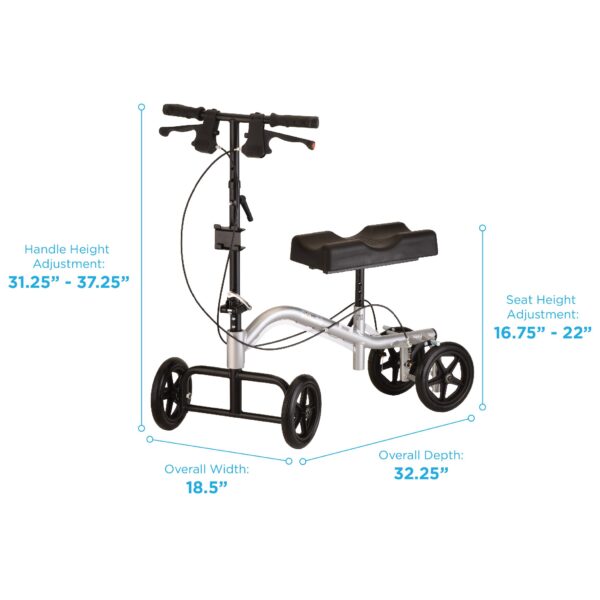 Nova TKW-12 Steerable Knee Walker with 8" all-terrain wheels, adjustable knee platform, and foldable frame.