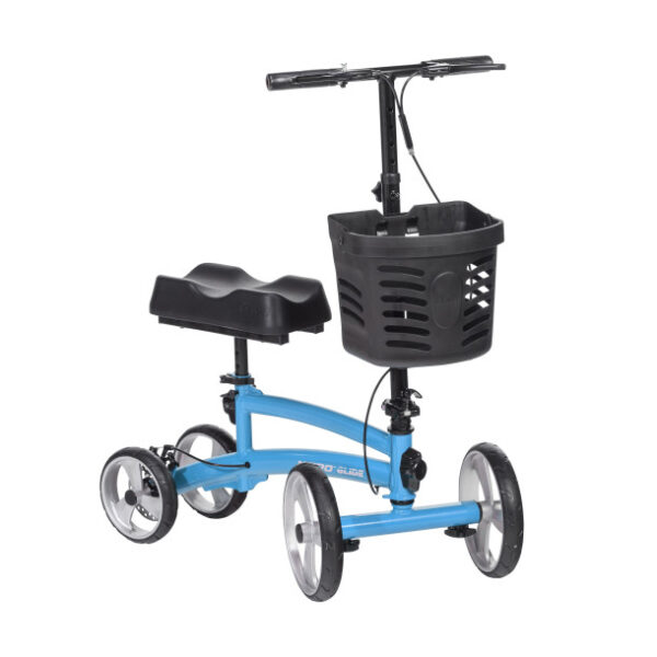 Nitro Glide Knee Walker (Model 791) featuring a lightweight aluminum frame, adjustable handle height, ergonomic knee pad, and large wheels for smooth mobility during injury recovery.