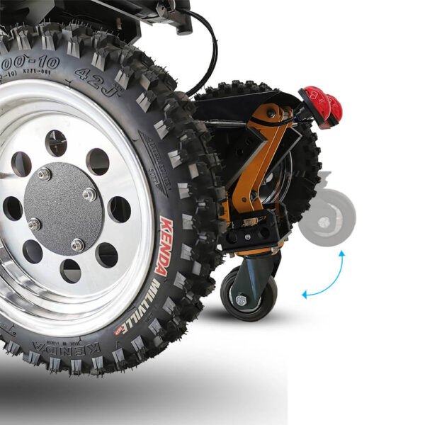 All Terrain PW-4x4Q electric wheelchair with a rugged design, 4-wheel drive system, and advanced suspension for off-road mobility.