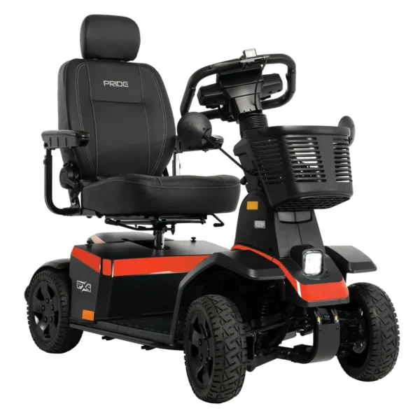 PX4 4-Wheel Mobility Scooter featuring a sturdy design, wide base for stability, ergonomic seating, and large wheels for smooth, reliable performance on various terrains.