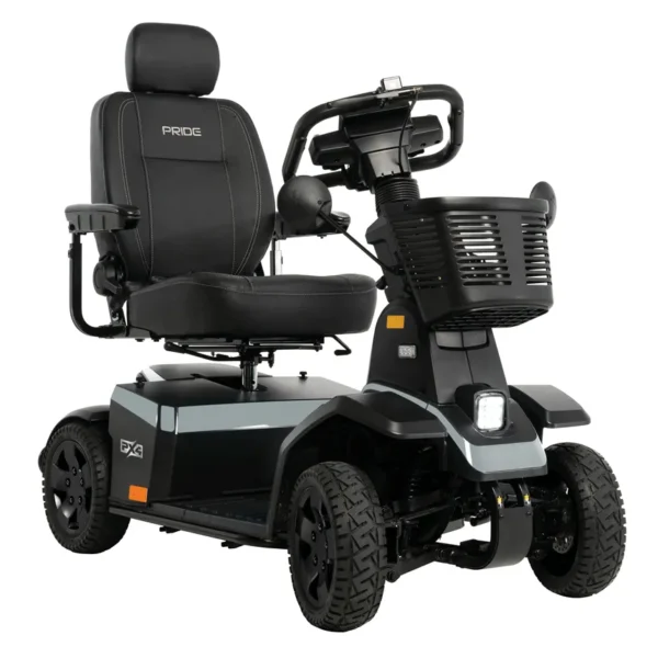 PX4 4-Wheel Mobility Scooter featuring a sturdy design, wide base for stability, ergonomic seating, and large wheels for smooth, reliable performance on various terrains.