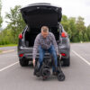 GoGo Carbon lightweight folding scooter featuring a sleek carbon fiber frame, designed for easy portability and compact storage, ideal for daily mobility needs.