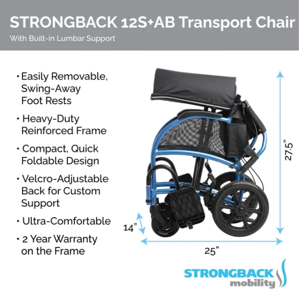 STRONGBACK Excursion 12S+AB Transport Wheelchair