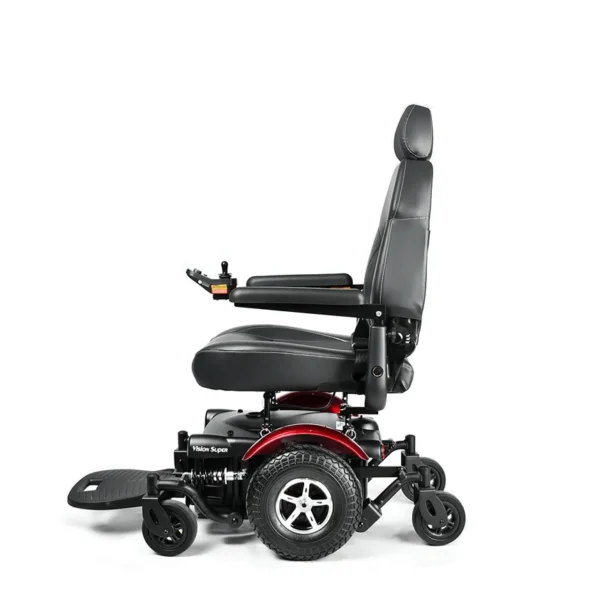 Vision Super Power Chair by Merits Health with mid-wheel drive design, ergonomic captain's seat, and rugged 12-inch tires.