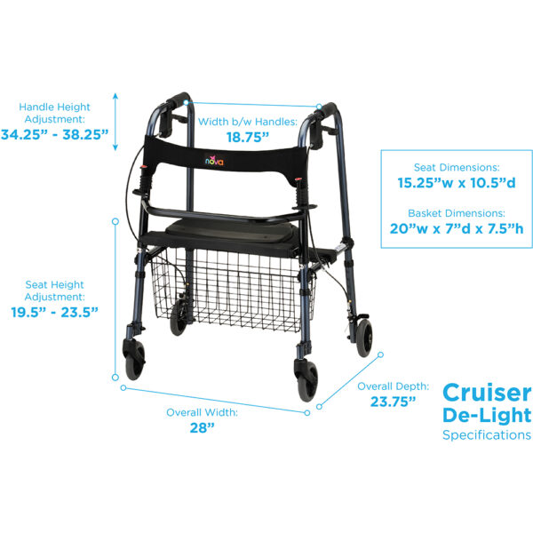 Nova Cruiser De-Light Rolling Walker