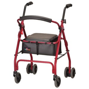 The Nova Cruiser Classic Rollator delivers reliable support with a durable frame and classic design, ideal for indoor and outdoor mobility. Contact 1-855-HIELINE for more details!