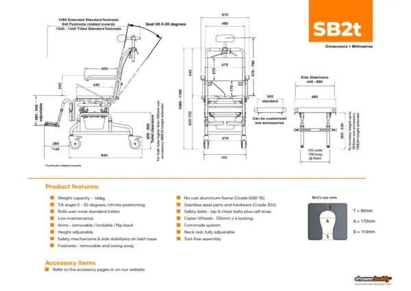 Shower Buddy SB2T Dimensions