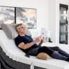 Golden Passport Bed 9 Golden Passport Hi-Low Adjustable Bed with customizable height and mattress options, shown with head and foot sections raised.