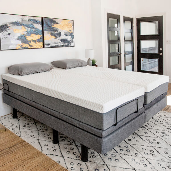 Golden Passport Hi-Low Adjustable Bed with customizable height and mattress options, shown with head and foot sections raised.