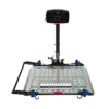 Harmar AL300RV RV Lift mounted on an RV, transporting a scooter with powered lifting and manual fold capabilities.