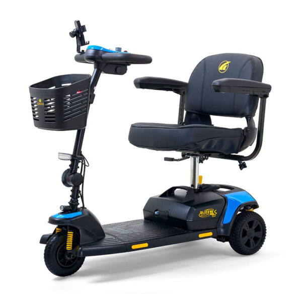 Buzzaround XLS-HD 3-Wheel Mobility Scooter featuring a padded stadium-style seat and compact, portable design.
