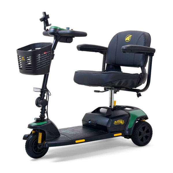 Buzzaround XLS-HD 3-Wheel Mobility Scooter featuring a padded stadium-style seat and compact, portable design.